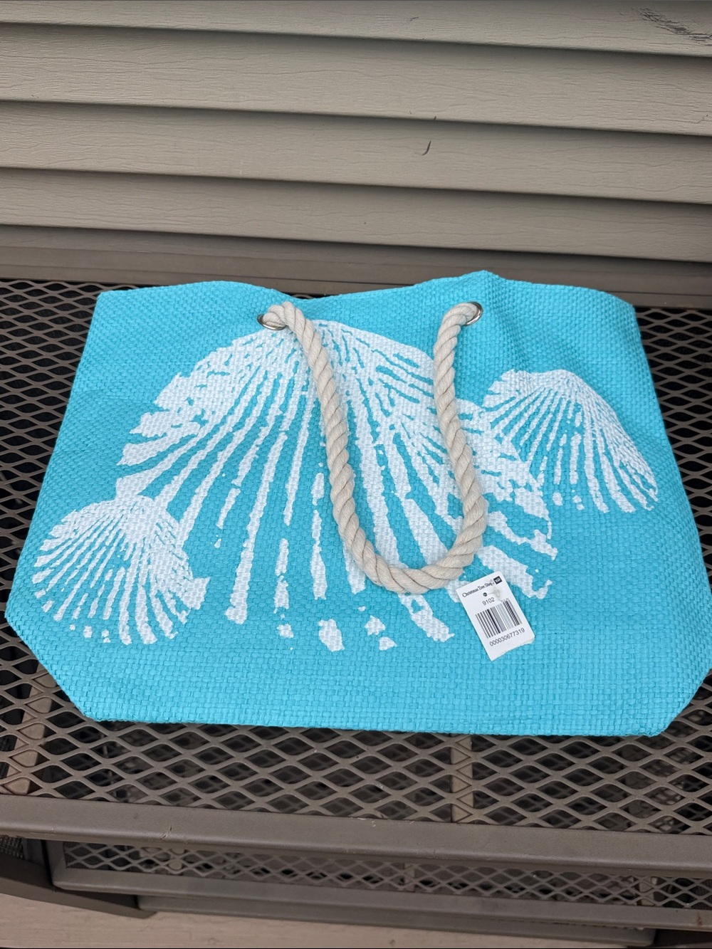 NWT Turquoise Rope-Handle Shell Tote - Picture 8 of 9